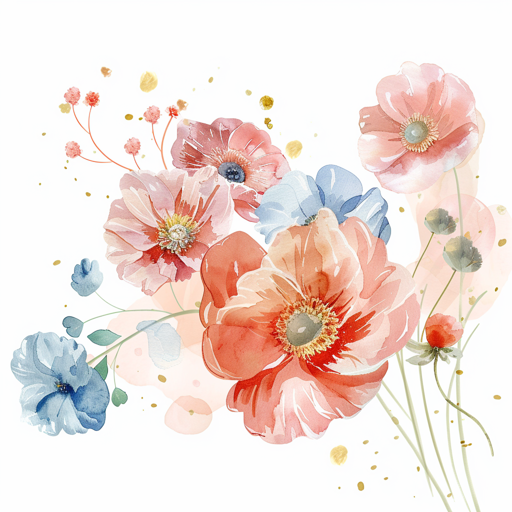 缤纷水彩花卉图宣传物料的素材