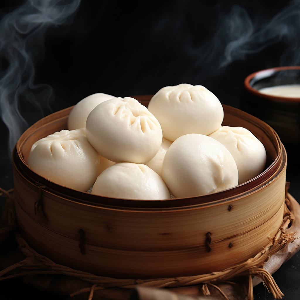 热气腾腾的竹笼包子 传统中式早餐