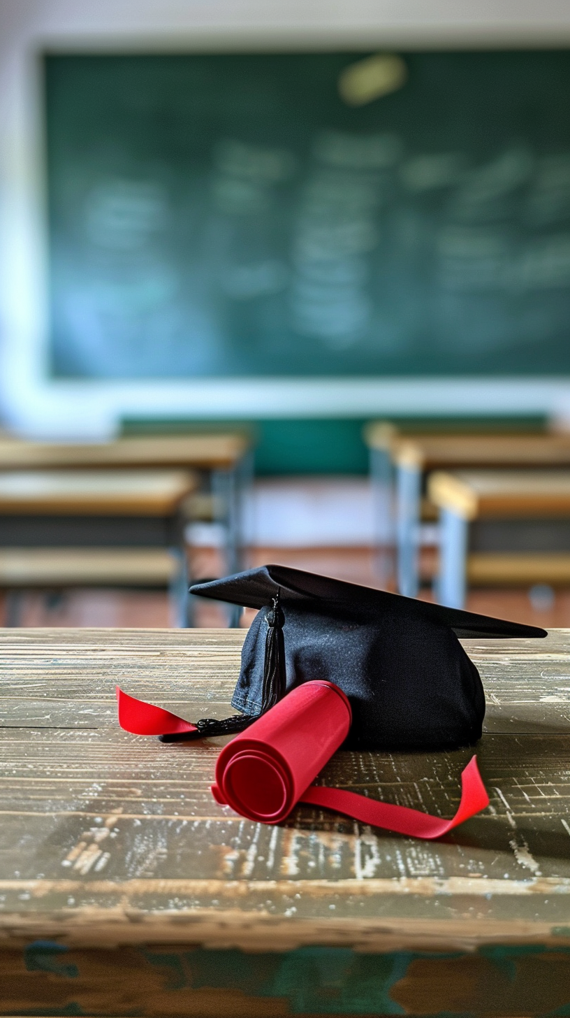 毕业季学位帽与证书校园风采
