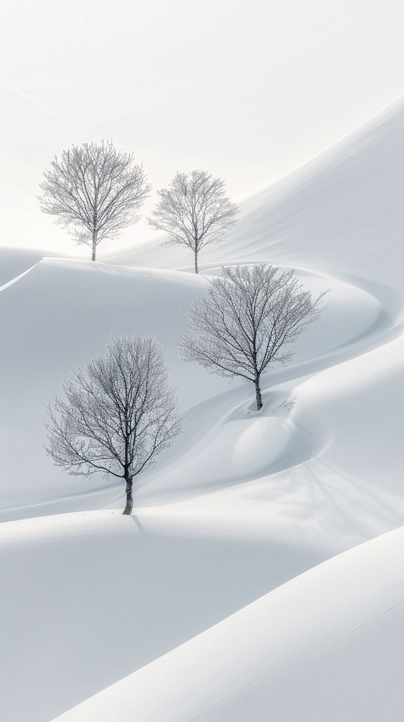 冬日雪景树木壁纸纯净自然之美