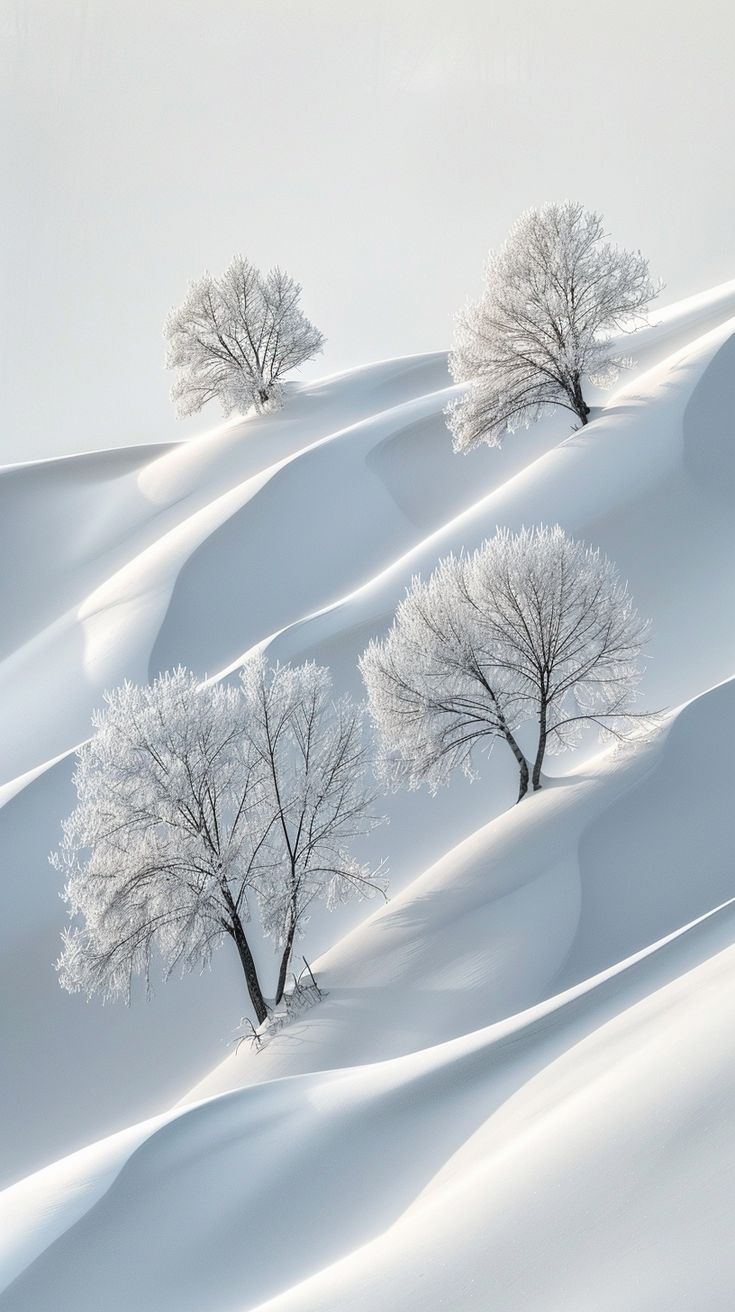 银装素裹的雪景树木壁纸