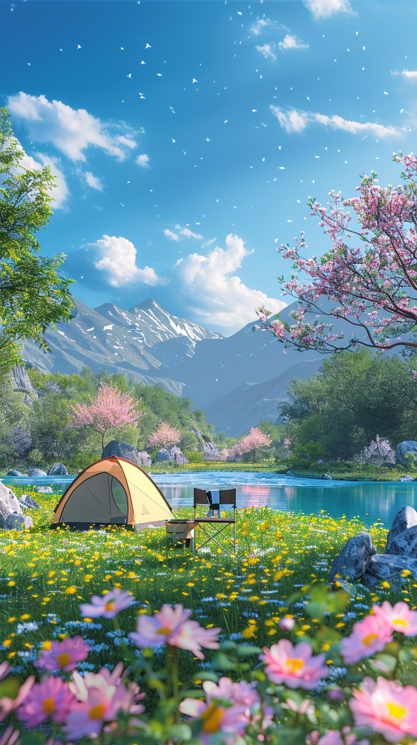户外露营场景壁纸赏湖泊山川美景