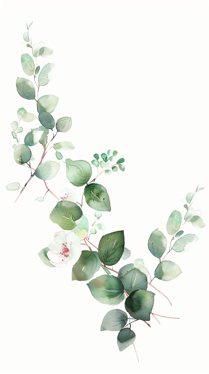 清新水彩绿叶插画宣传物料