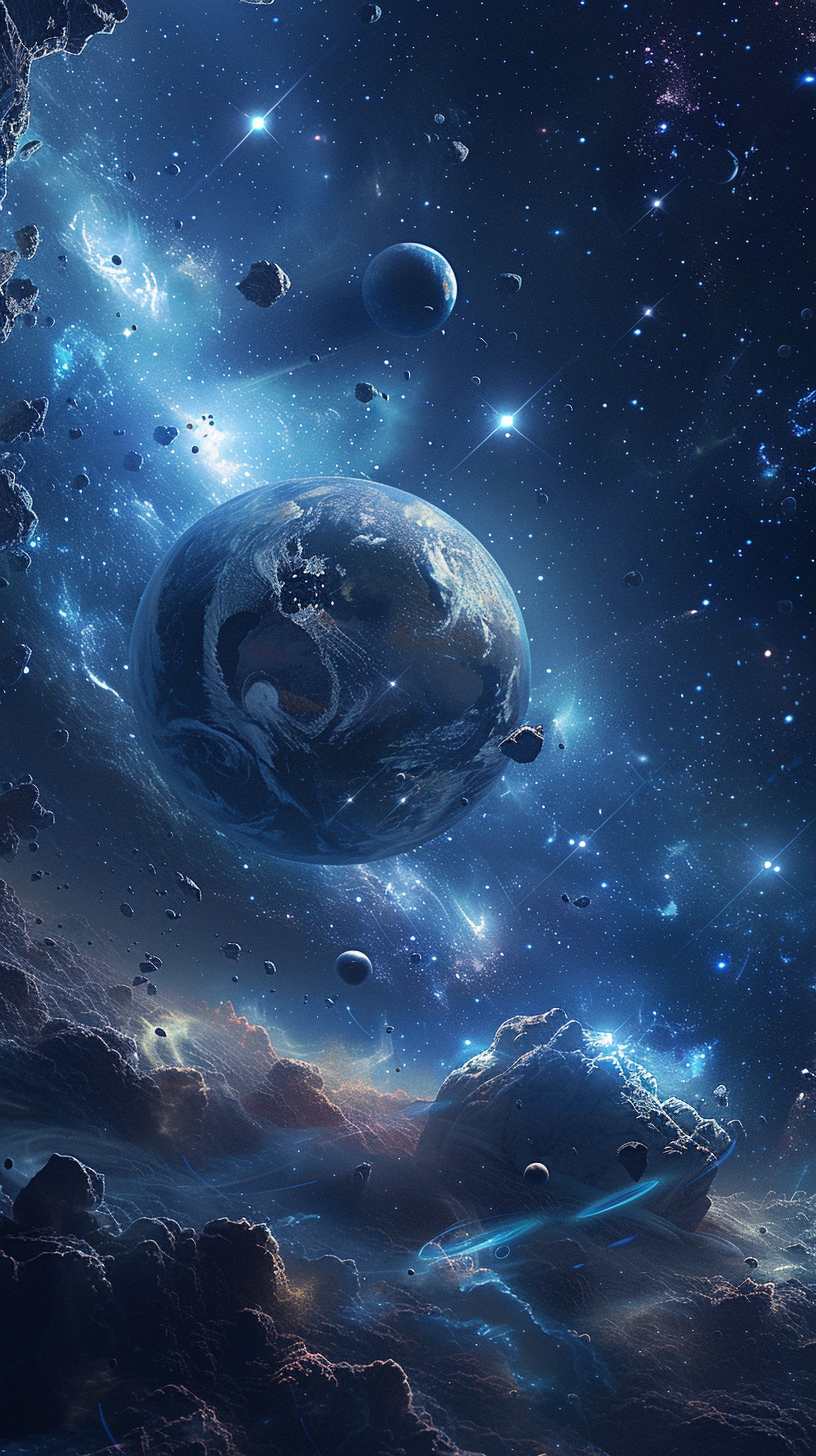 浩瀚星空下的地球 酷炫宇宙壁纸