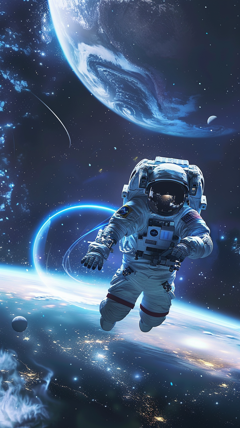宇航员在浩瀚宇宙中飞行壁纸