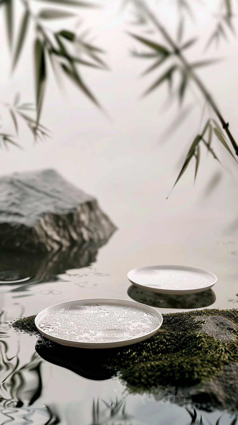 雅致水墨风餐具图中式禅意之美