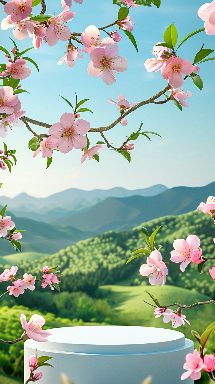 粉色桃花盛开背景图宣传物料