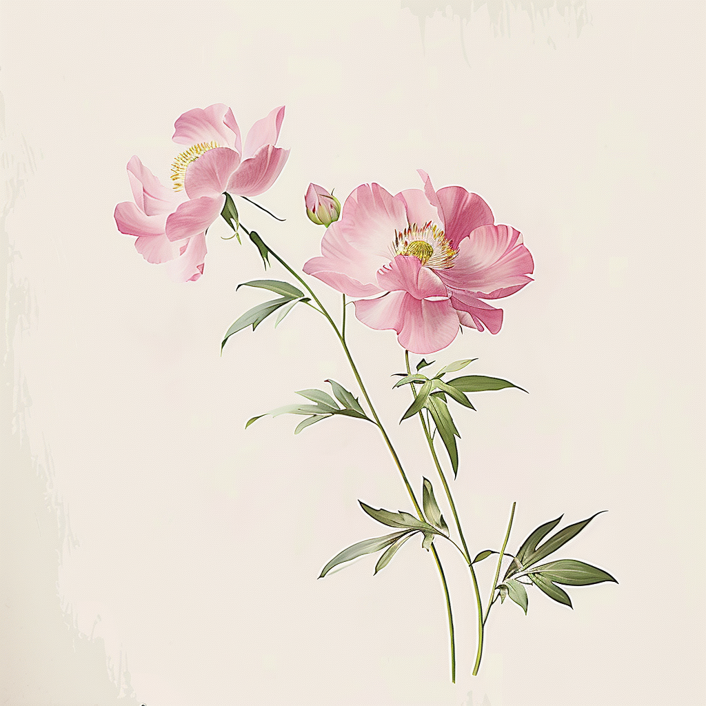 粉色芍药花娇艳盛放清新之美