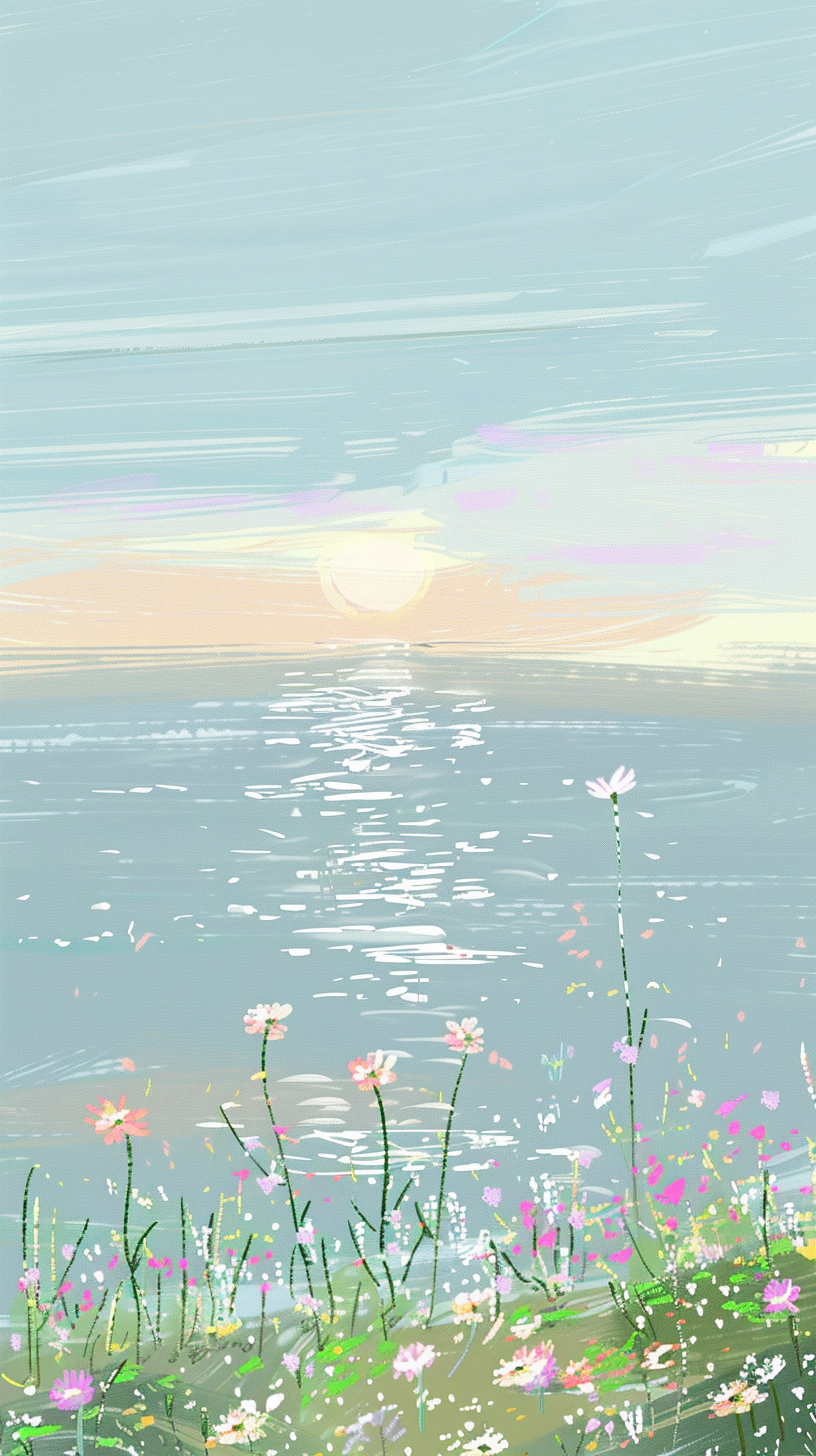 唯美手绘海边风光壁纸
