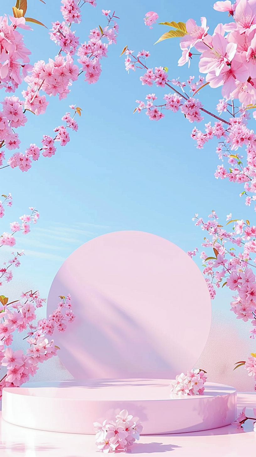 粉色樱花盛开背景 唯美浪漫壁纸