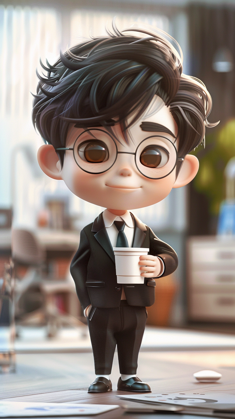 可爱3D小男孩商务形象壁纸素材