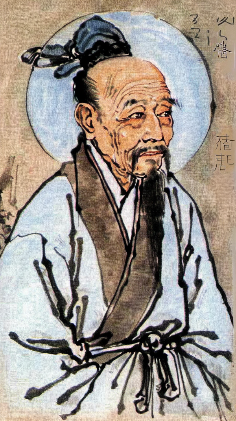 古装人物水墨画展现古代智者风范