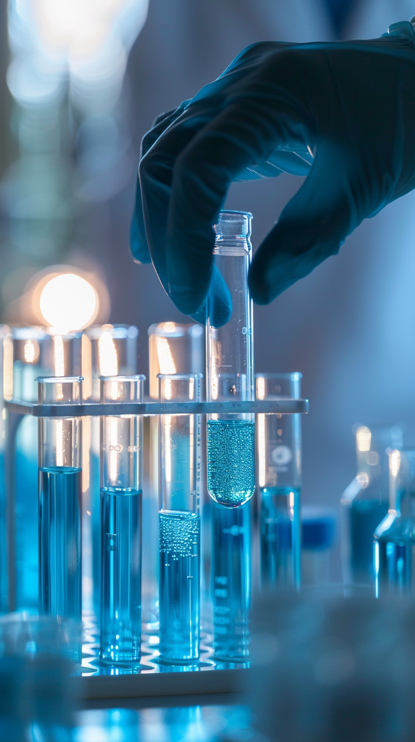 科研人员严谨操作试管 探索科学奥秘