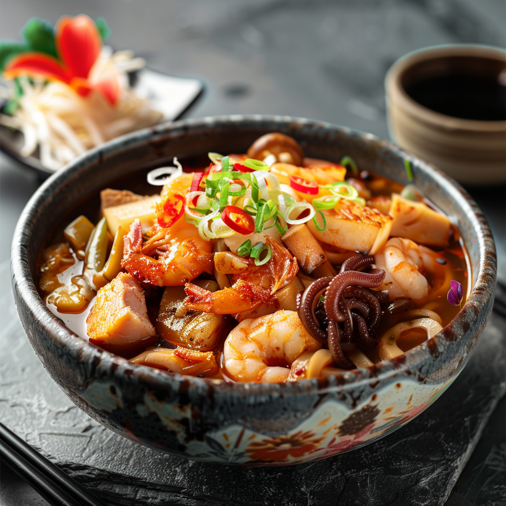 鲜香麻辣海鲜面美味中式美食