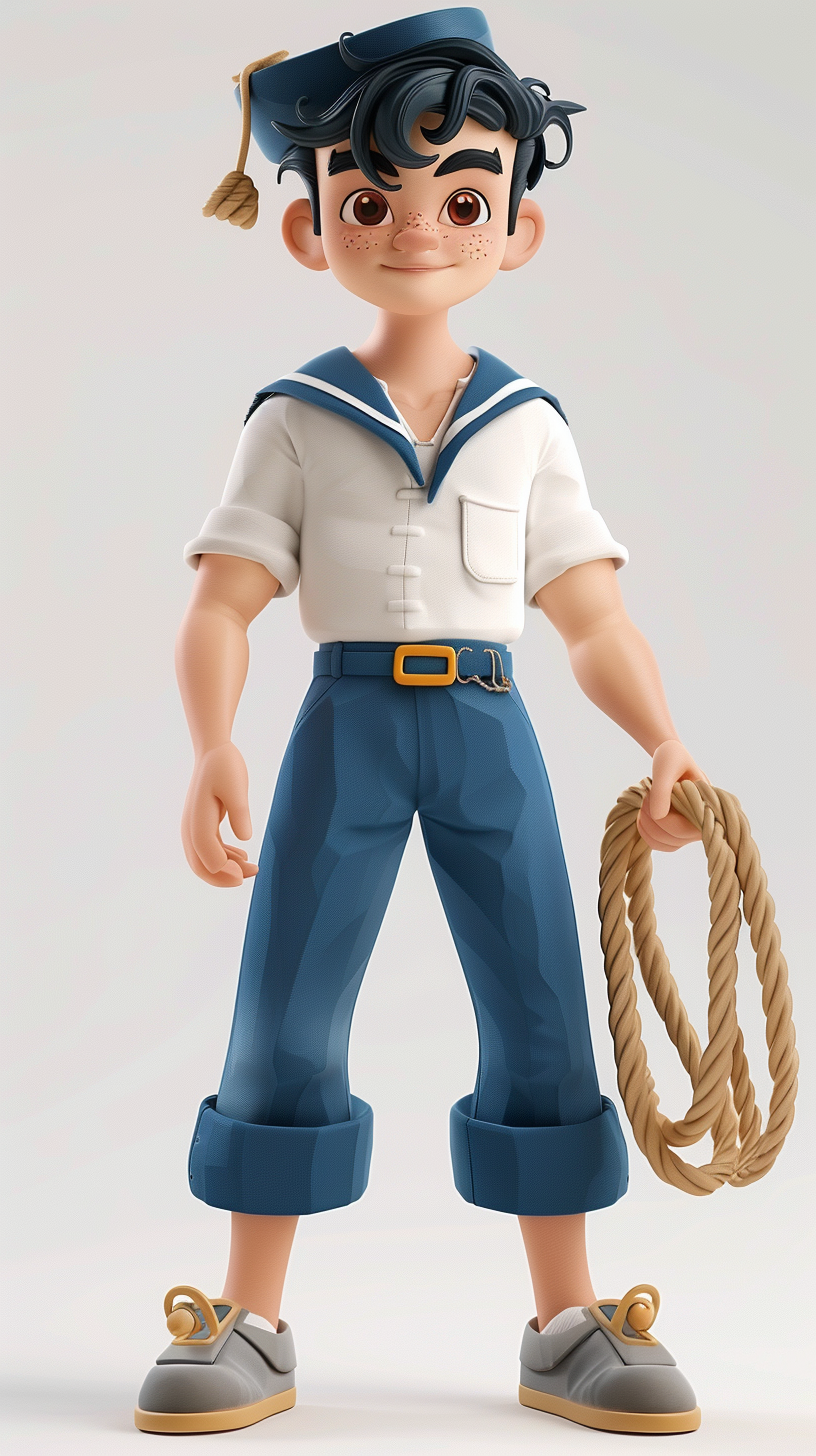 可爱水手服男孩形象的3D儿童宣传物料