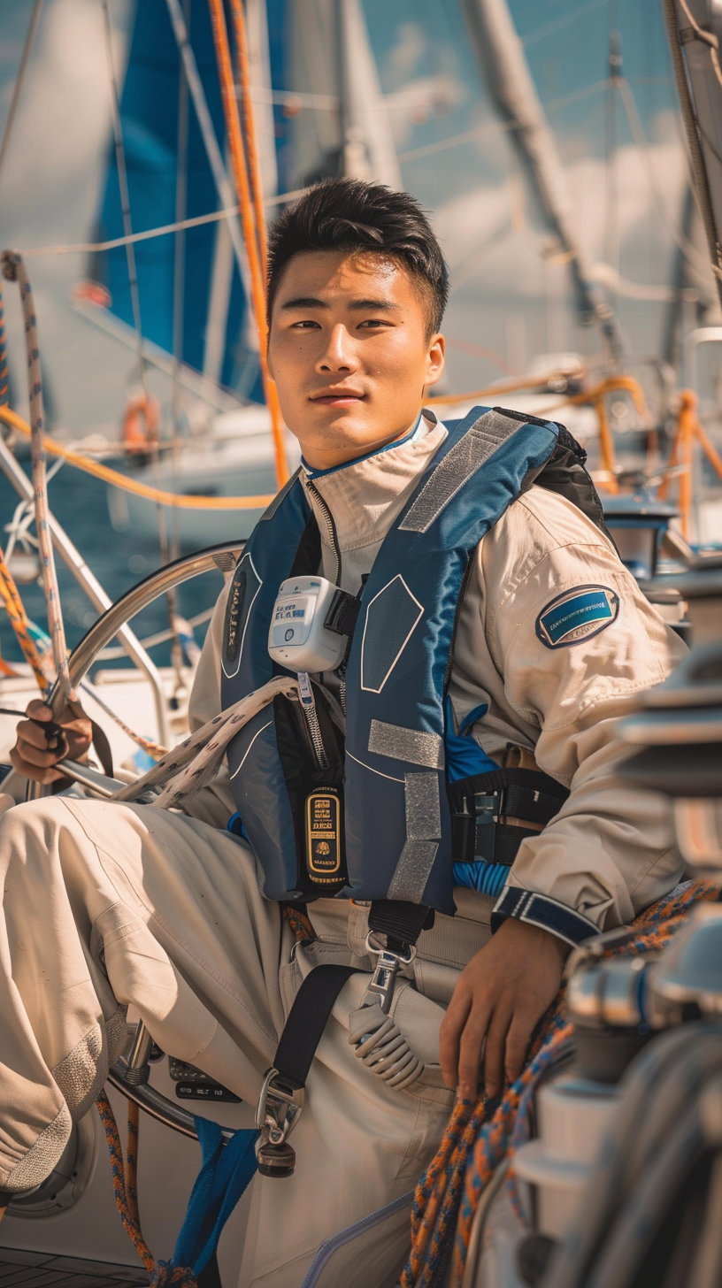 身穿航海服的运动人物形象展示