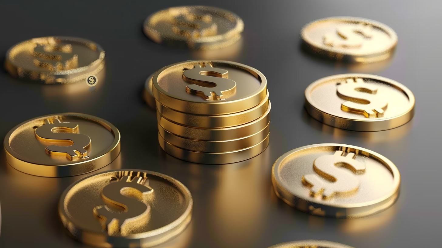 金色货币硬币闪耀财富与价值