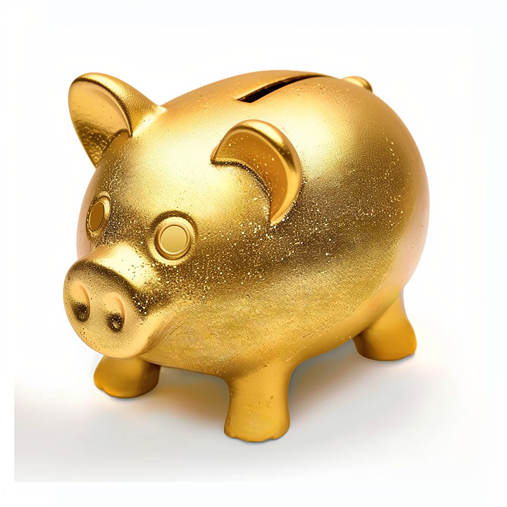 金色小猪存钱罐可爱风格的儿童储蓄好物