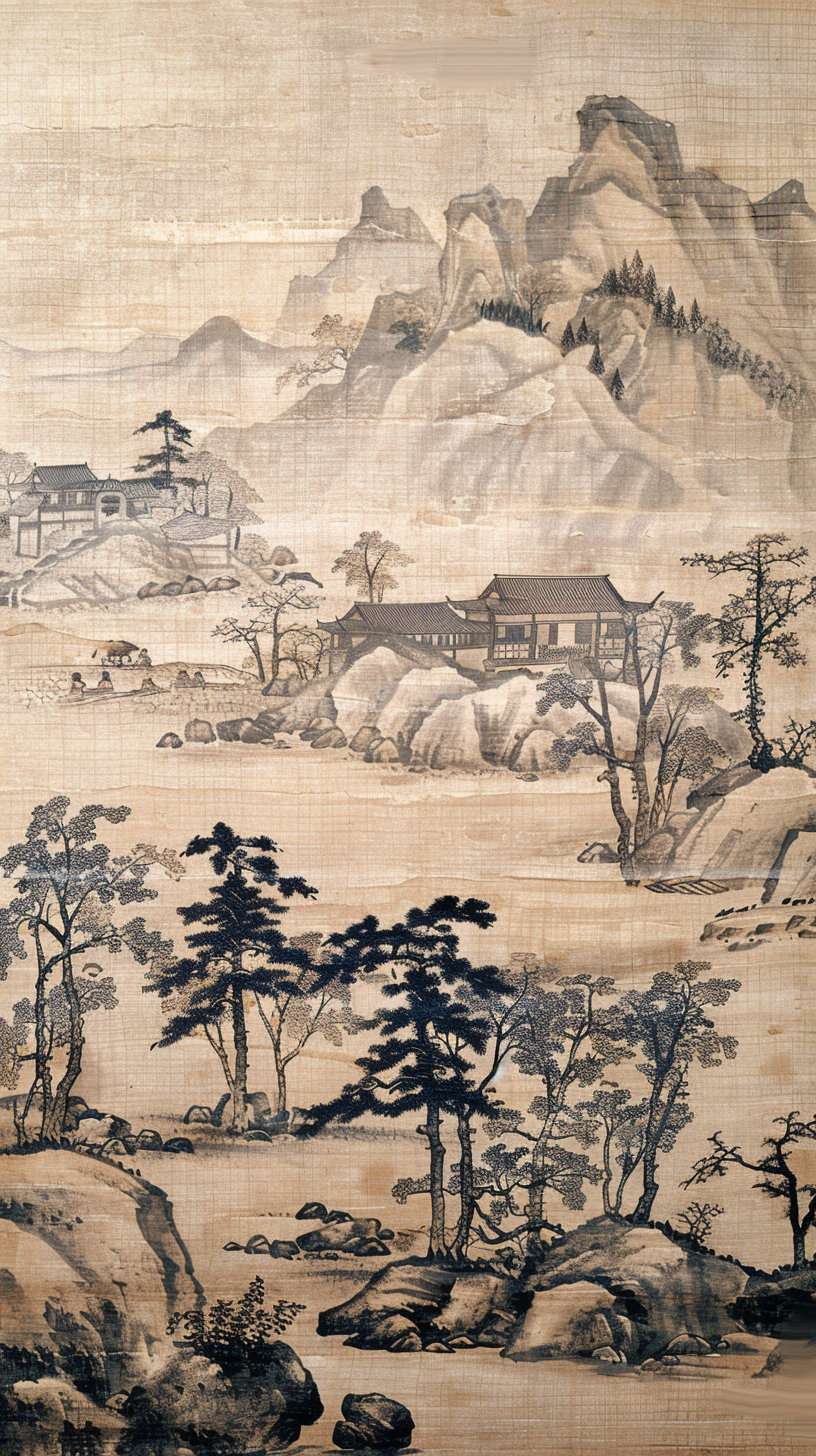 水墨风格古建筑风景图中国风之美