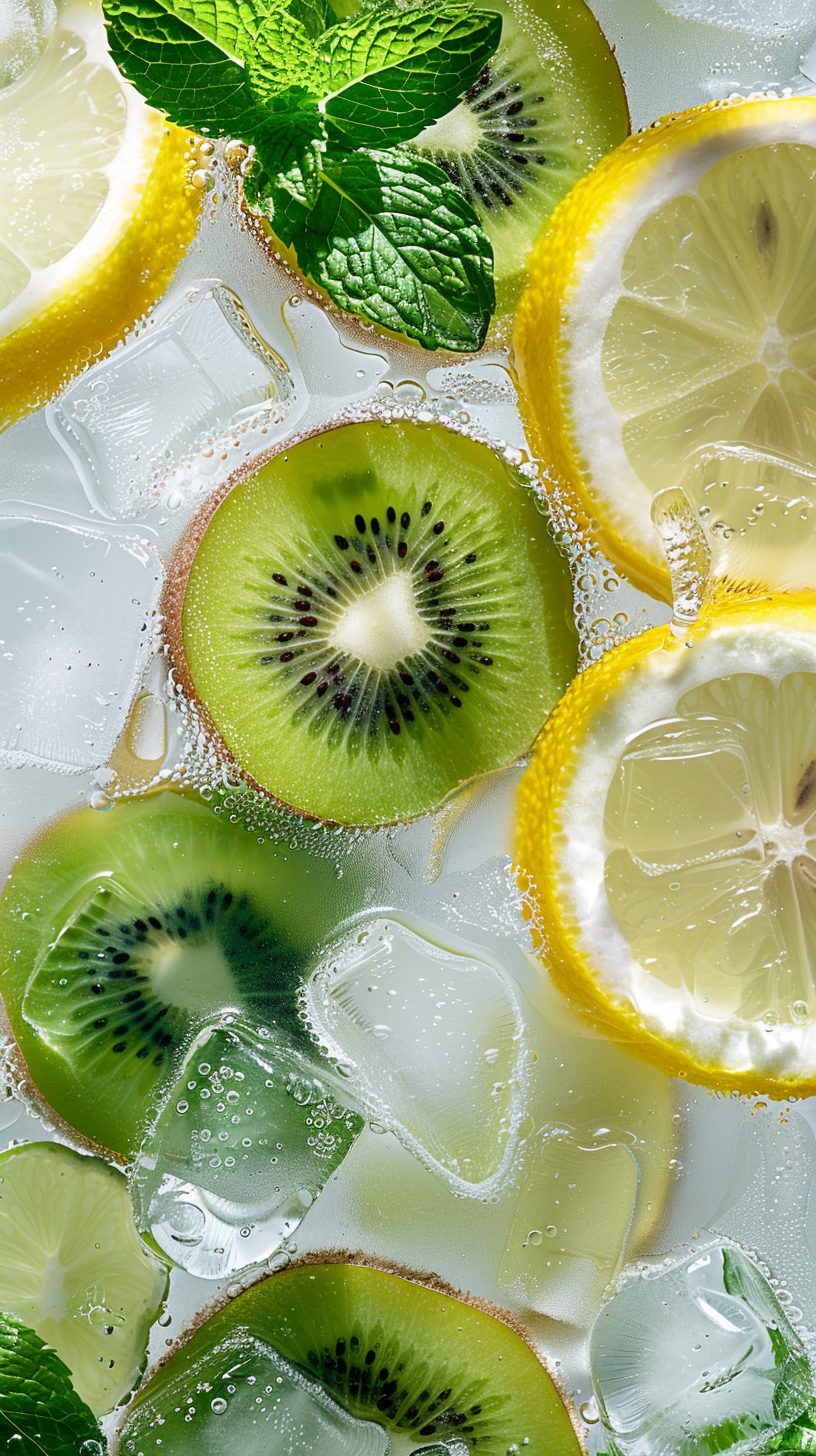 清新水果切片配冰夏日清爽饮品