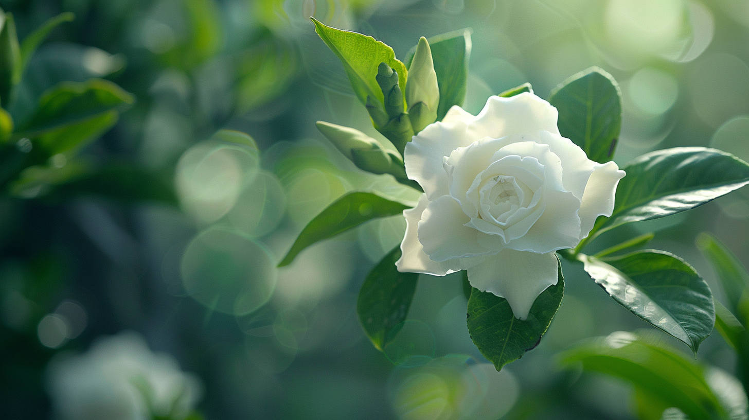 清新白栀子花自然之美壁纸素材