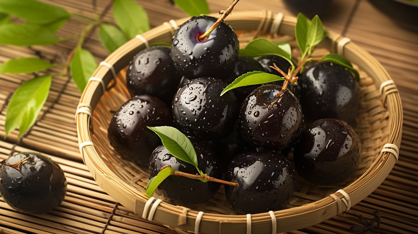 竹篮装黑布林 新鲜饱满自然美味