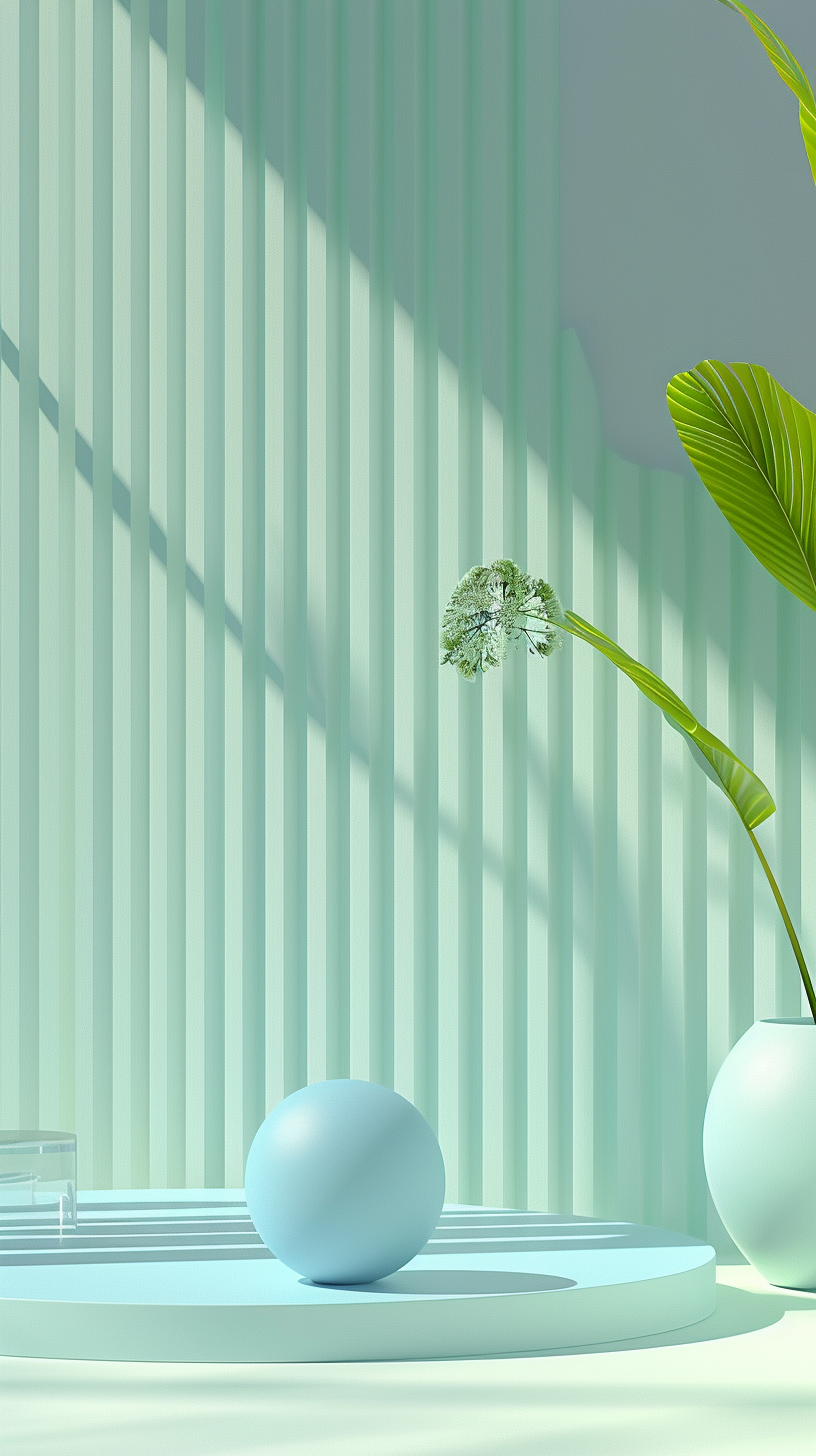 清新简约风绿植装饰图几何背景素材