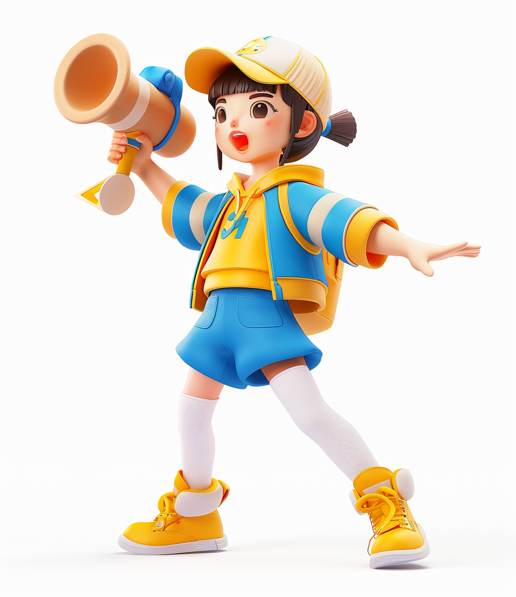 可爱女孩手持喇叭形象宣传物料设计