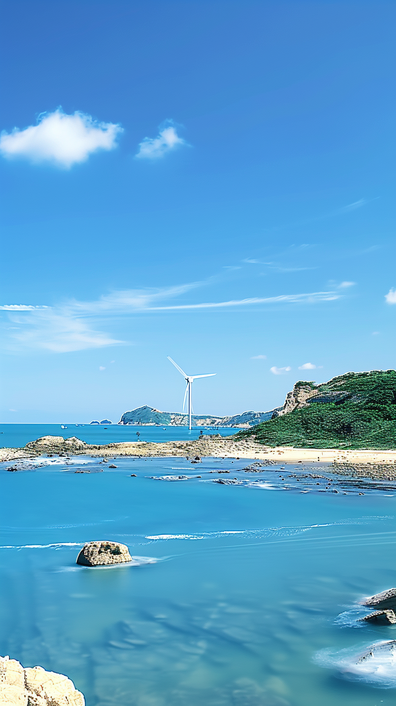 蓝色海岸风景图清新壁纸美如画卷