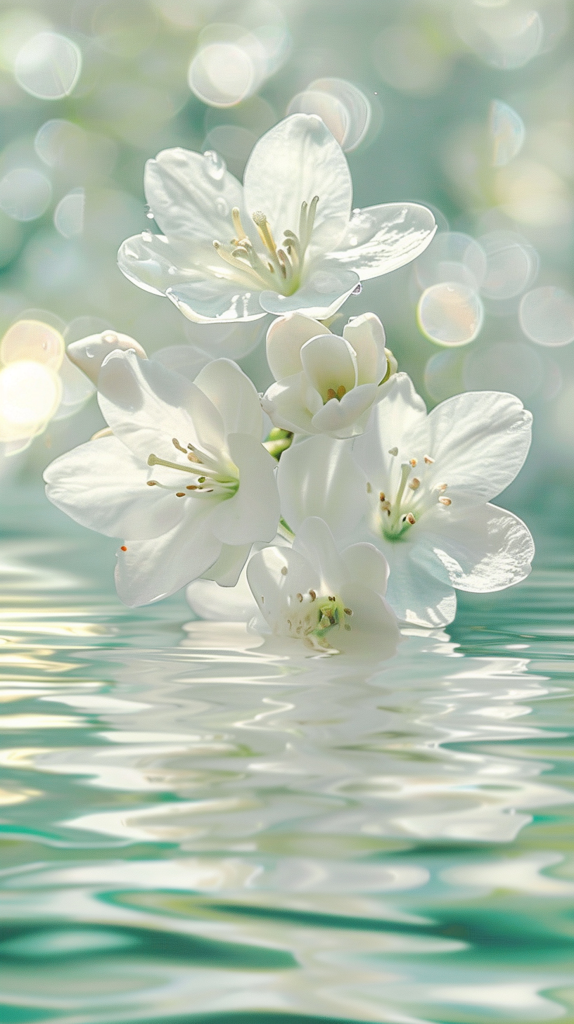清新水中白花花束