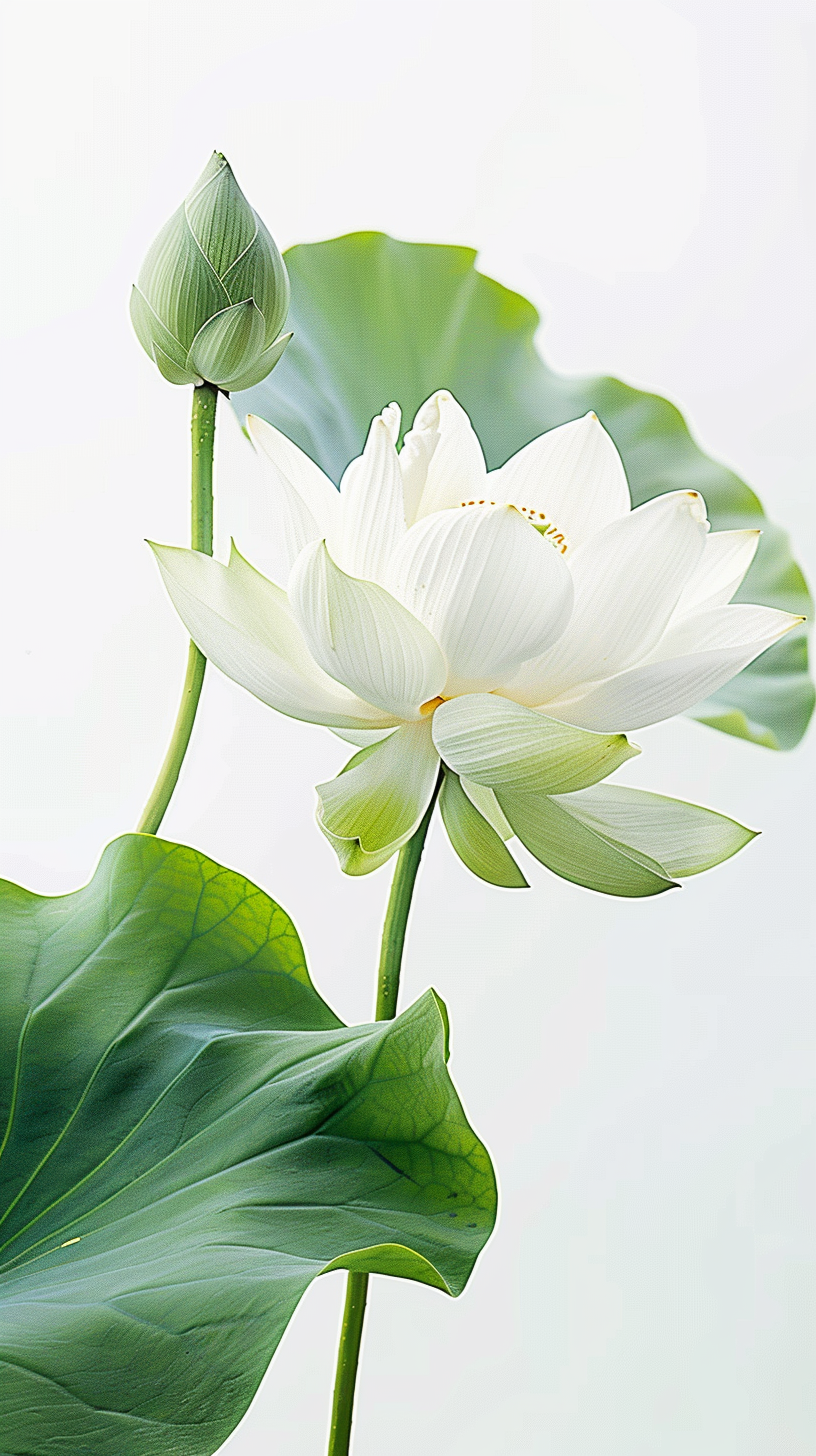 清新白莲绿叶图壁纸素材推荐