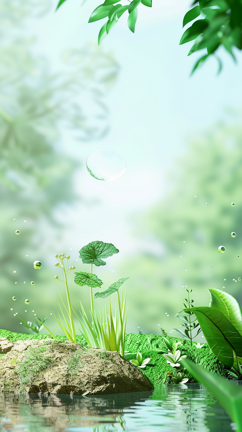 清新绿植水边景壁纸素材来袭