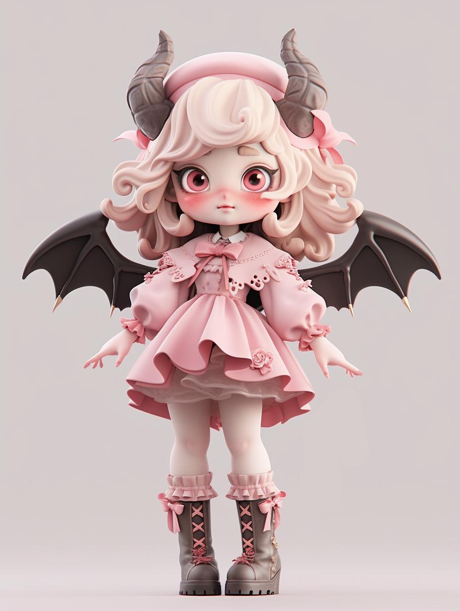 可爱粉色小恶魔女孩形象
