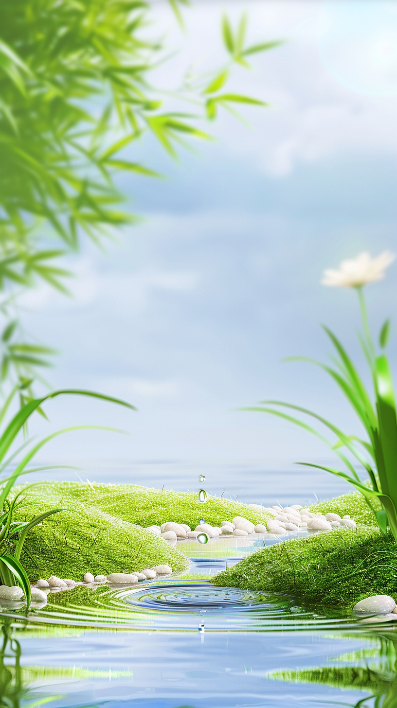清新自然风小草绿植水滴壁纸
