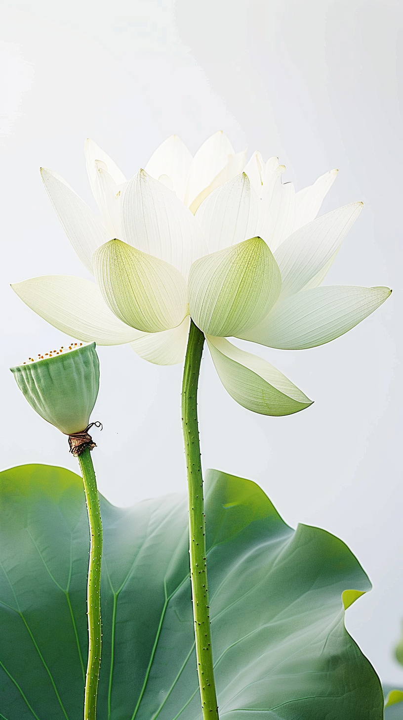清新白莲花独放优雅姿态自然之美