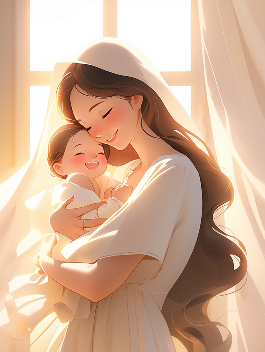 怀抱婴儿的母亲形象