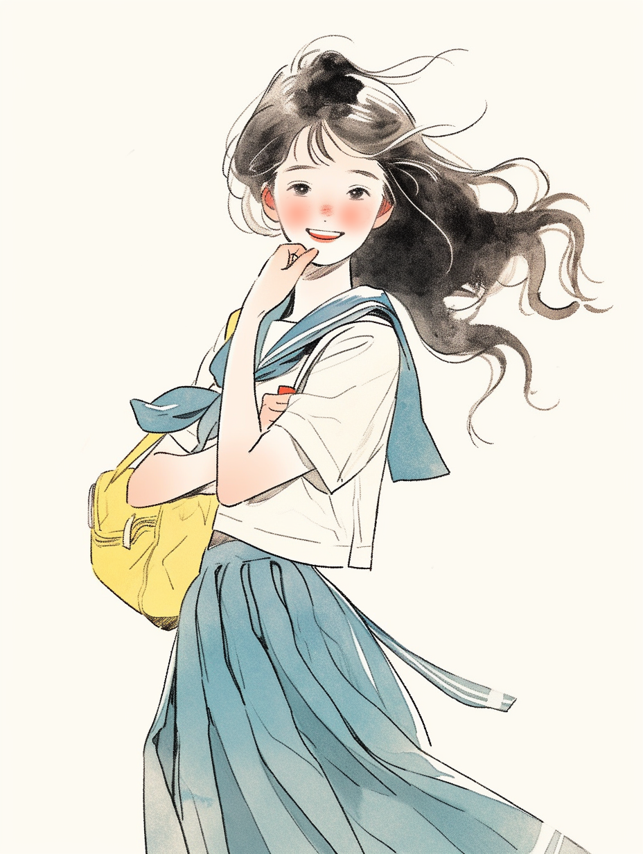 身着水手服的女学生形象清新可爱