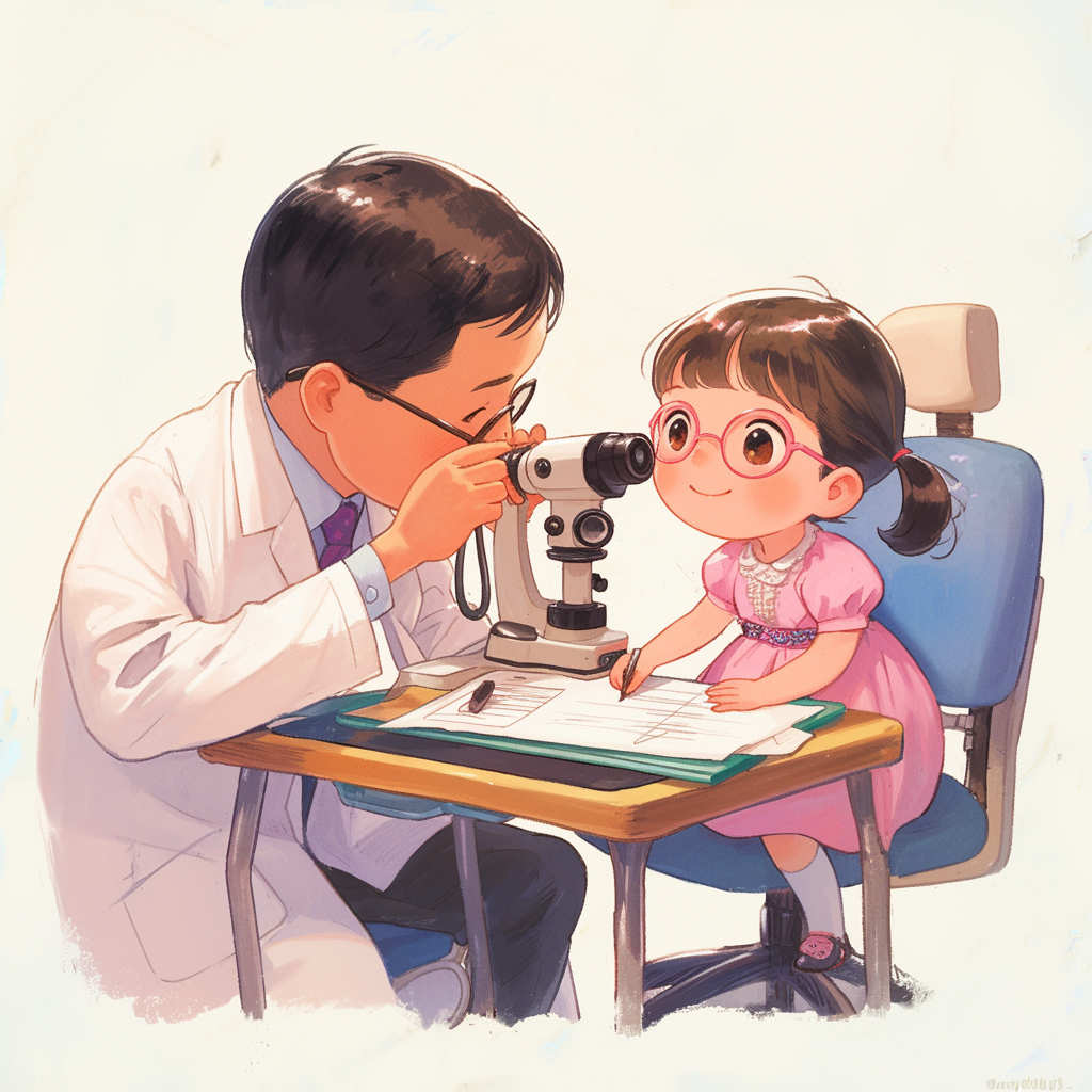 可爱小女孩在医疗场景中接受医生检查