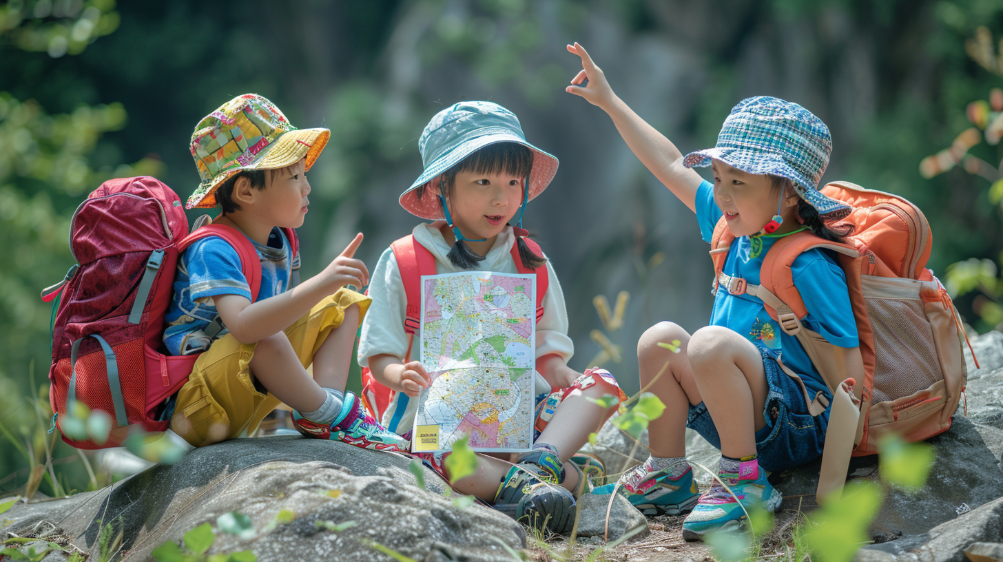 儿童户外探险背包客 趣味登山欢乐时光