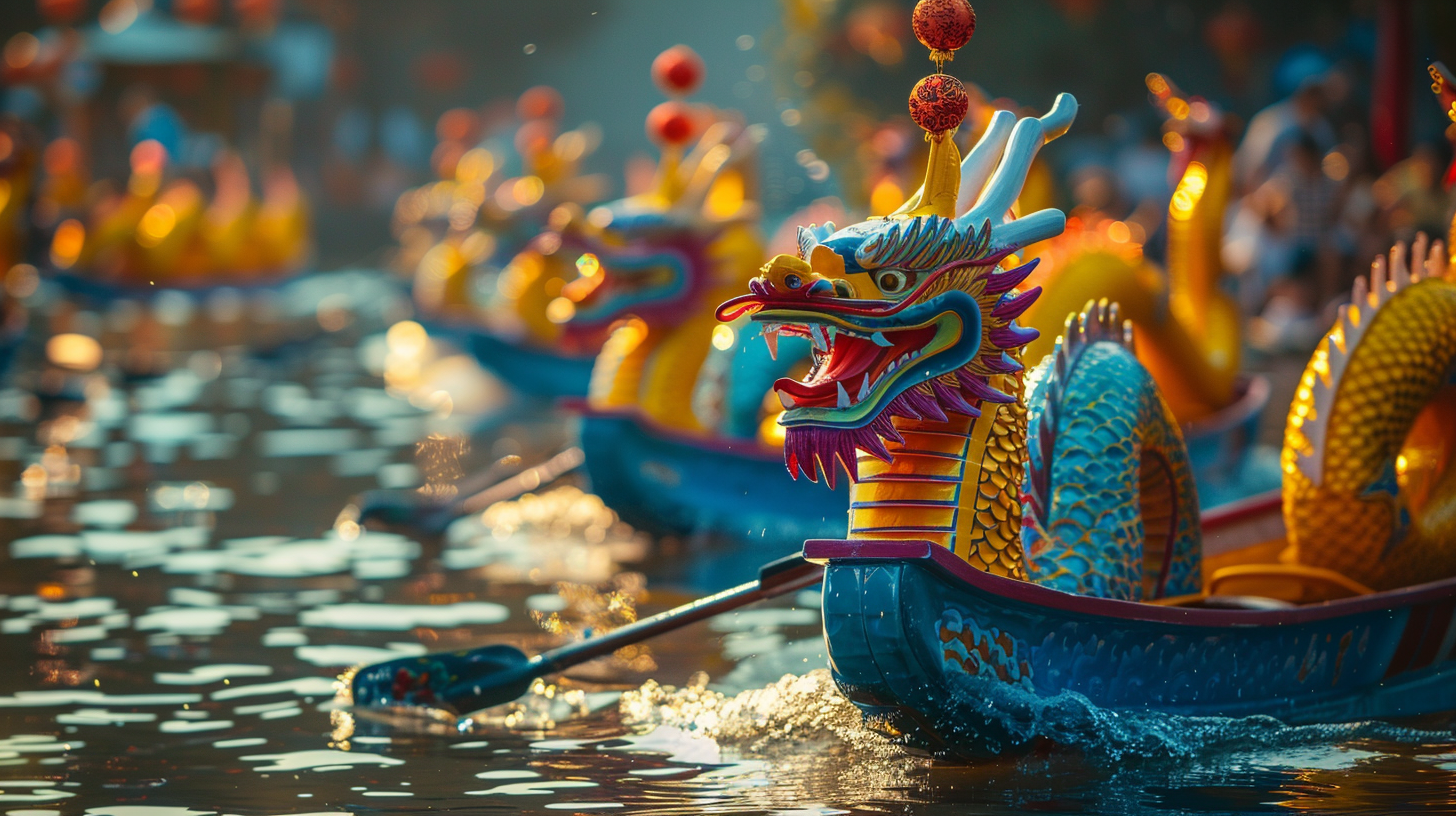 色彩绚丽龙舟竞渡 端午传统节日氛围浓