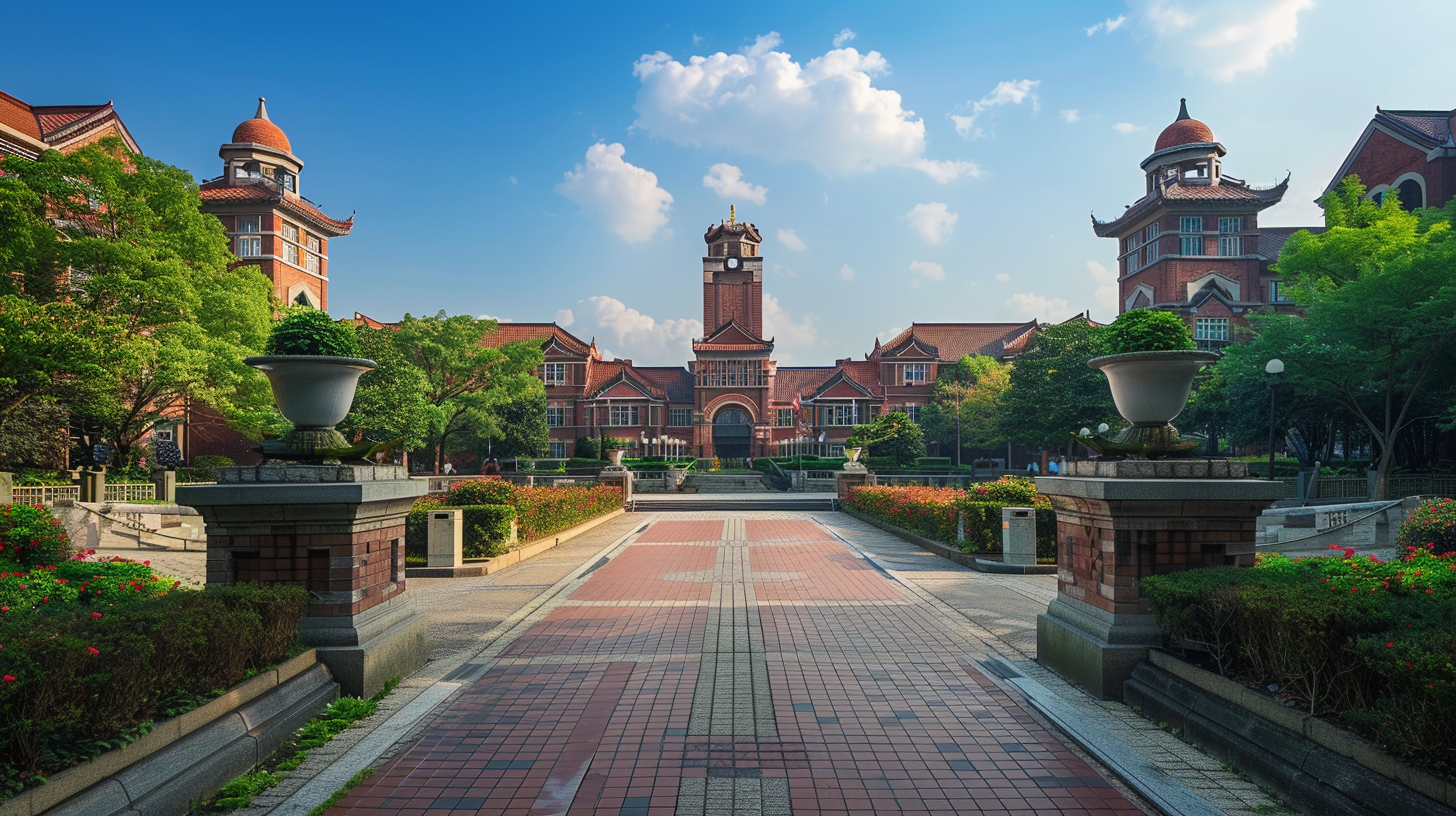 红砖建筑校园环境美独特风景