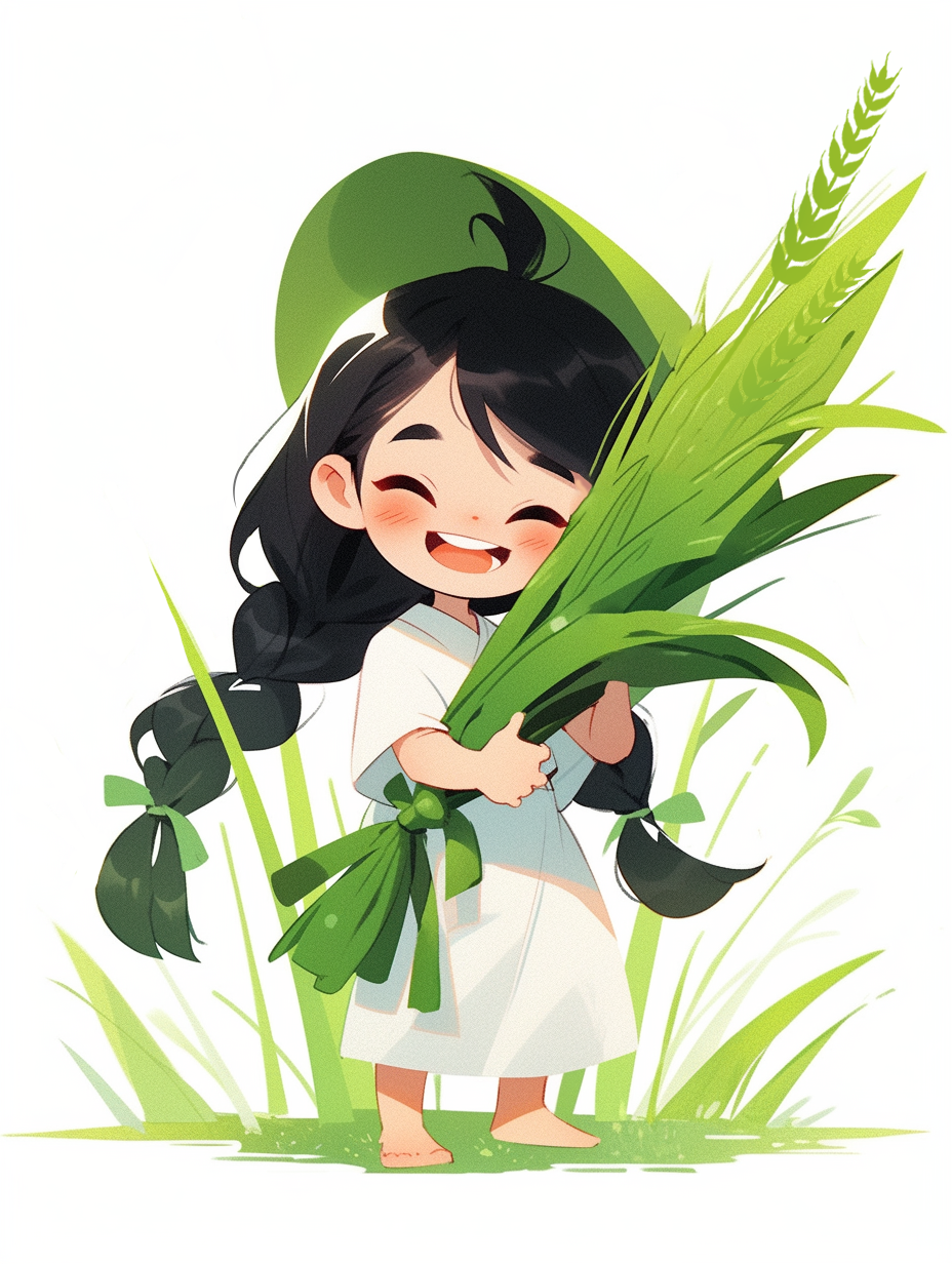可爱女孩手持小麦