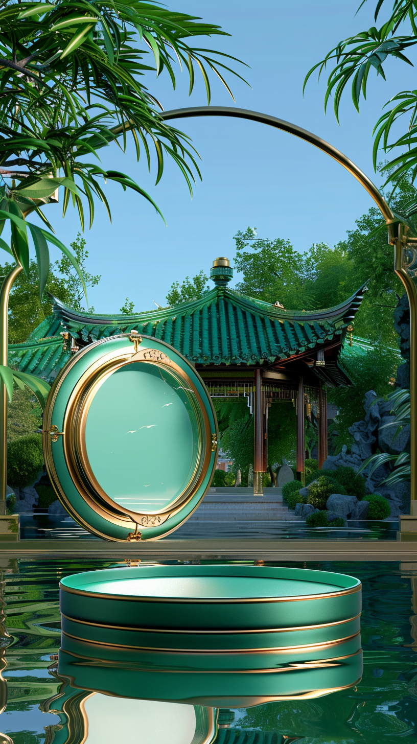古色古香园林背景展台