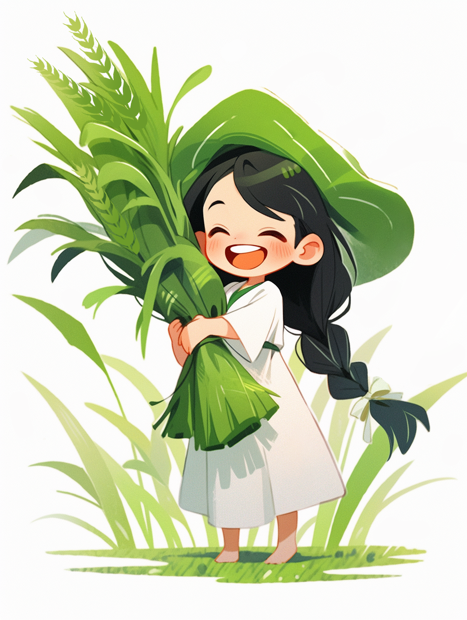 可爱女孩抱着小麦