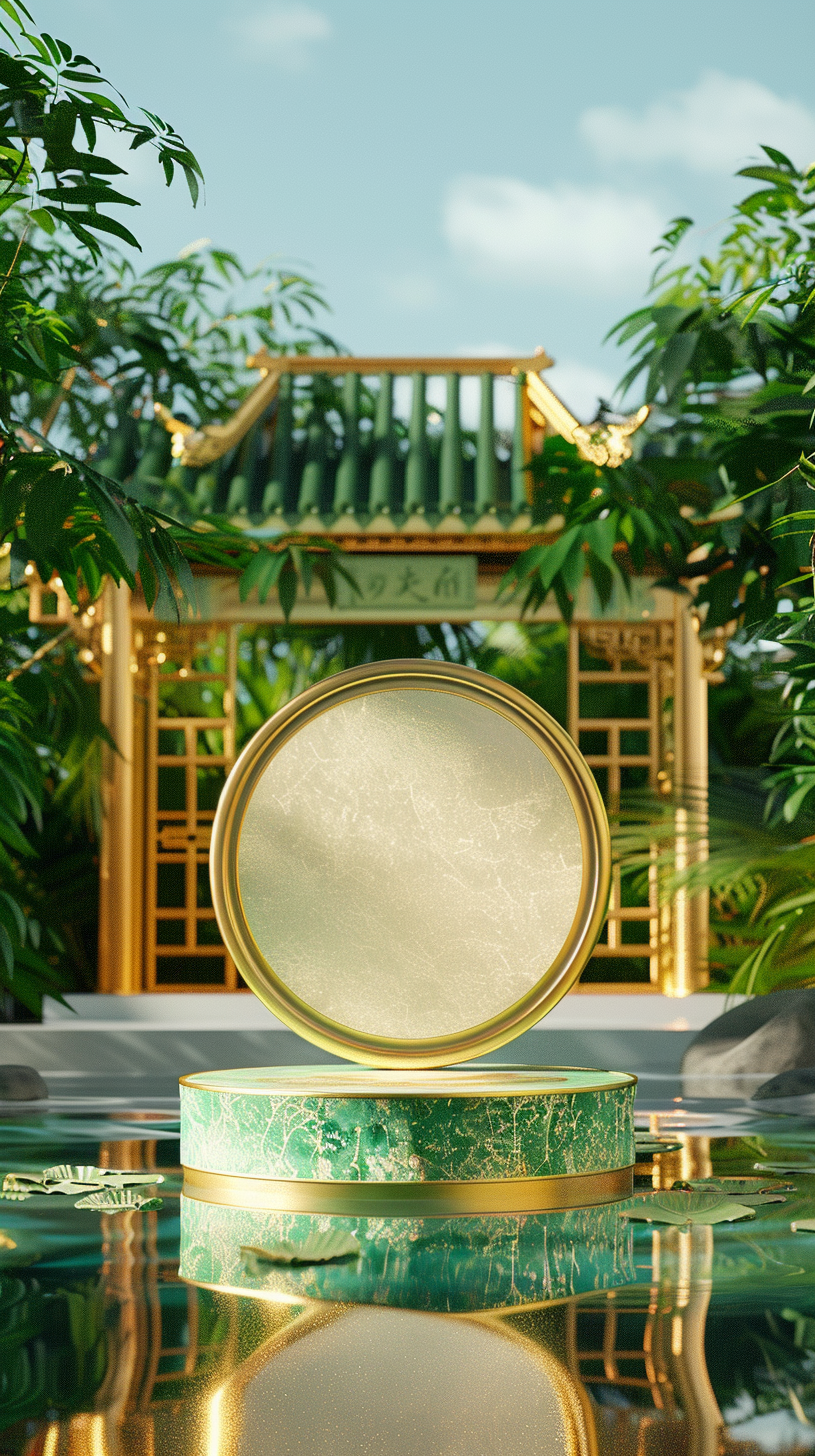 古典园林中的精美圆形装饰展示台