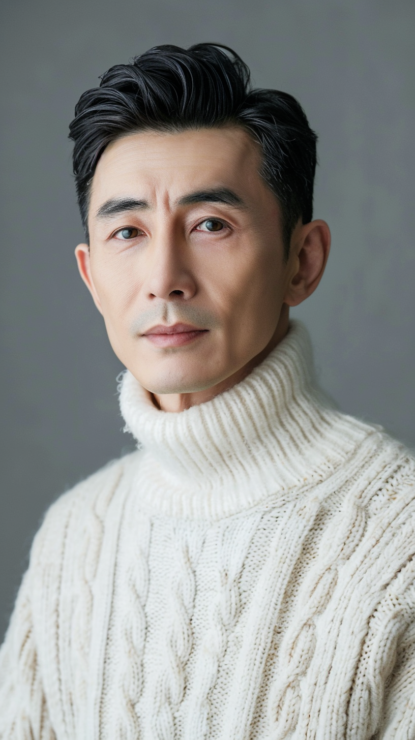 身着高领毛衣的男士形象照时尚风范