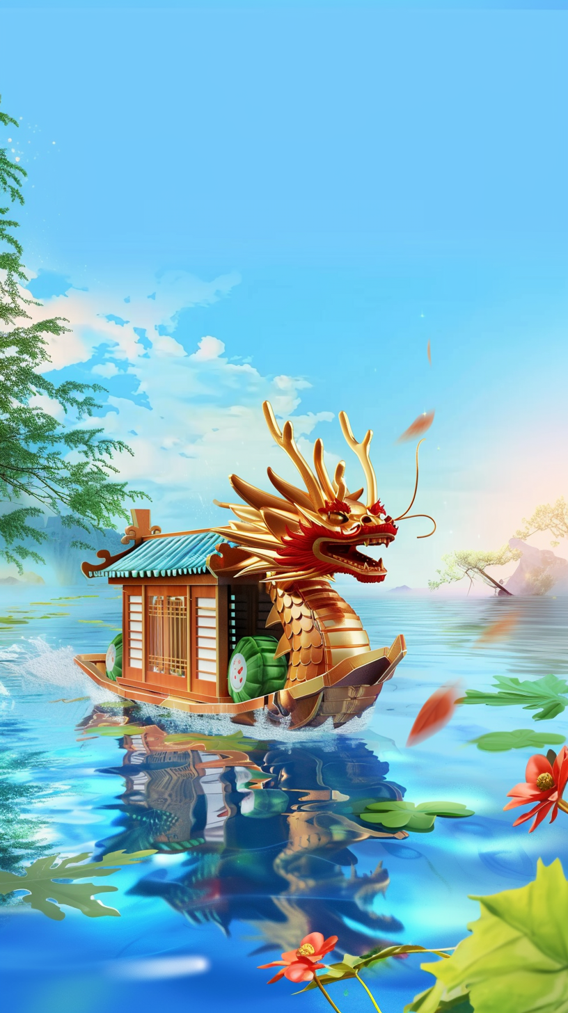 龙舟造型的创意手机壁纸中国风
