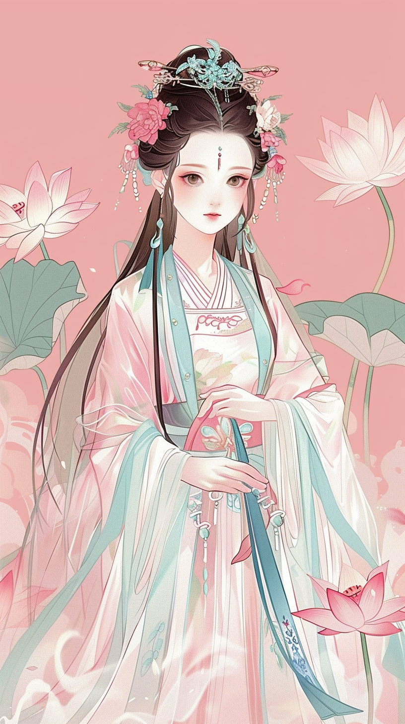古装女子唯美插画壁纸素材推荐