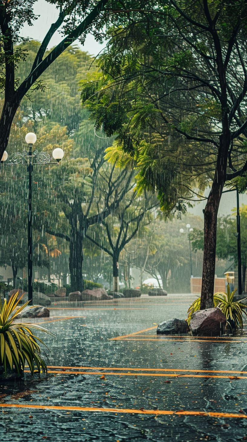 雨中森林景象打造清新壁纸素材