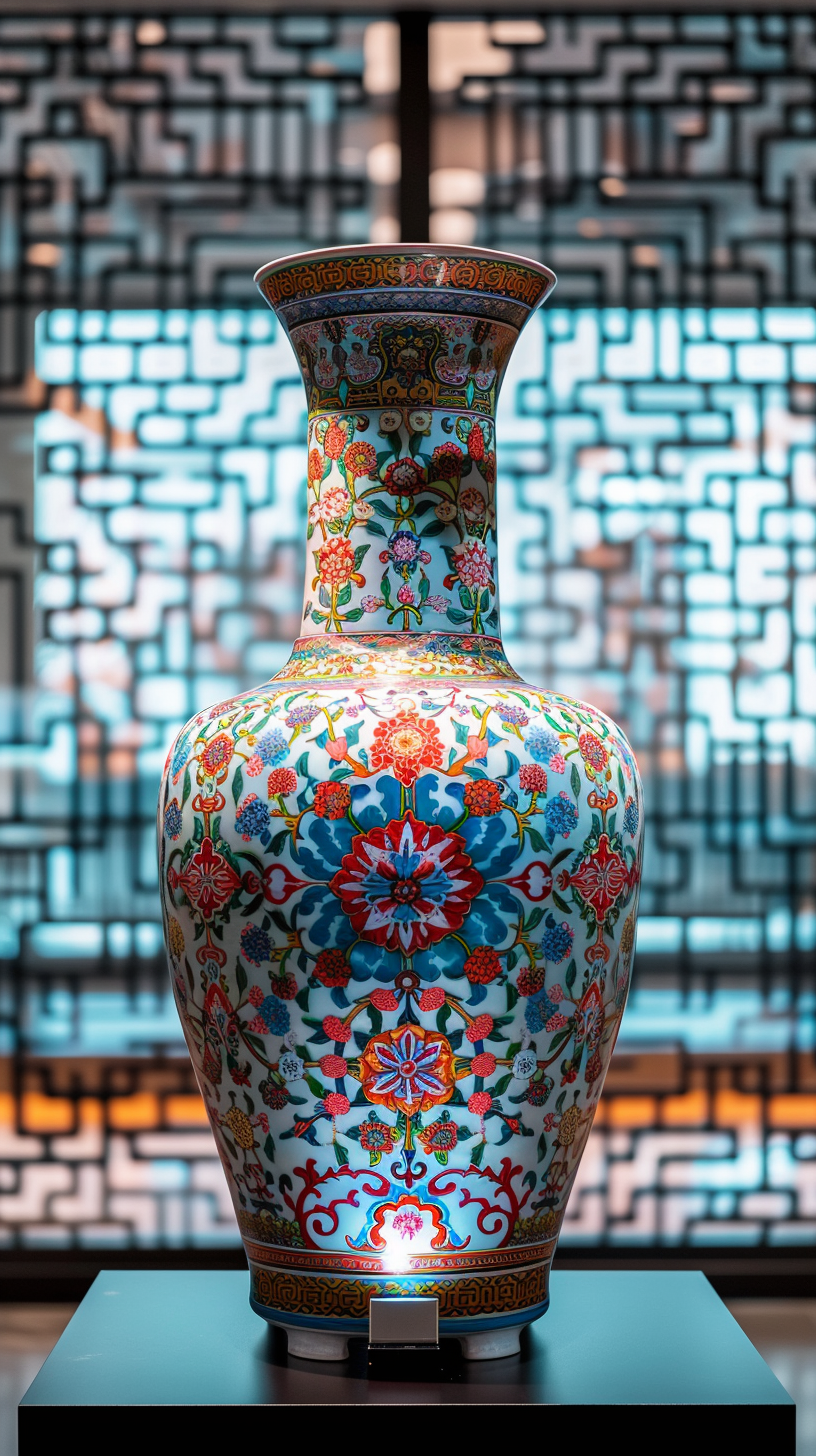 精美花纹瓷瓶传统中国风文物展览物料